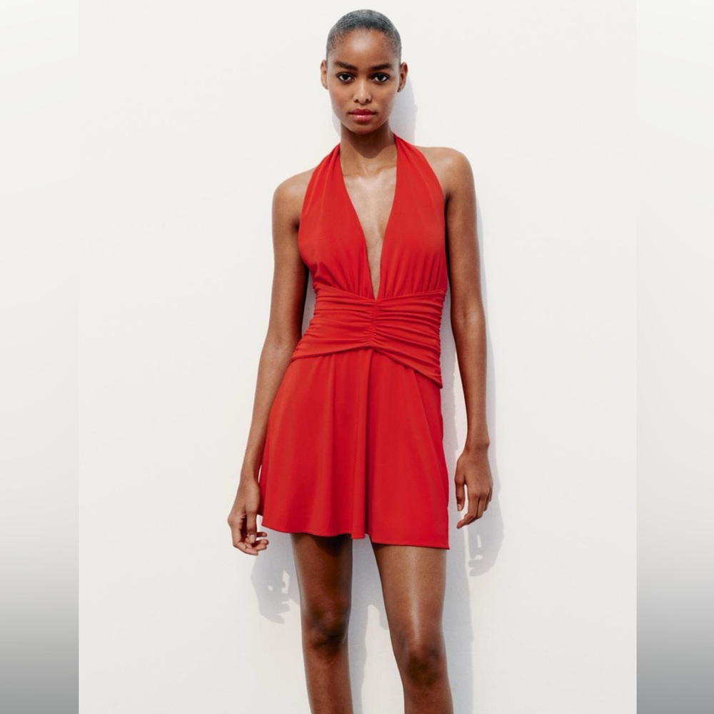 Zara Halter Draped Mini Dress